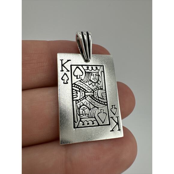 King Of Spades Pendent Sterling Silver 925 - Picture 2 of 6